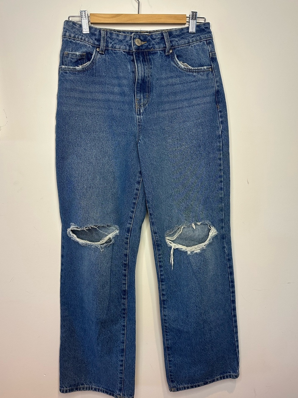Refuge High-Rise Distressed Straight-Leg Jeans - Blue US5